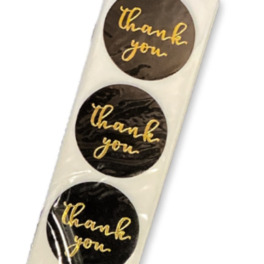 300 Pack of 1" Round Black and Gold Thank You Stickers "Thank you" PRICE IS FIRM - Picture 2 of 3